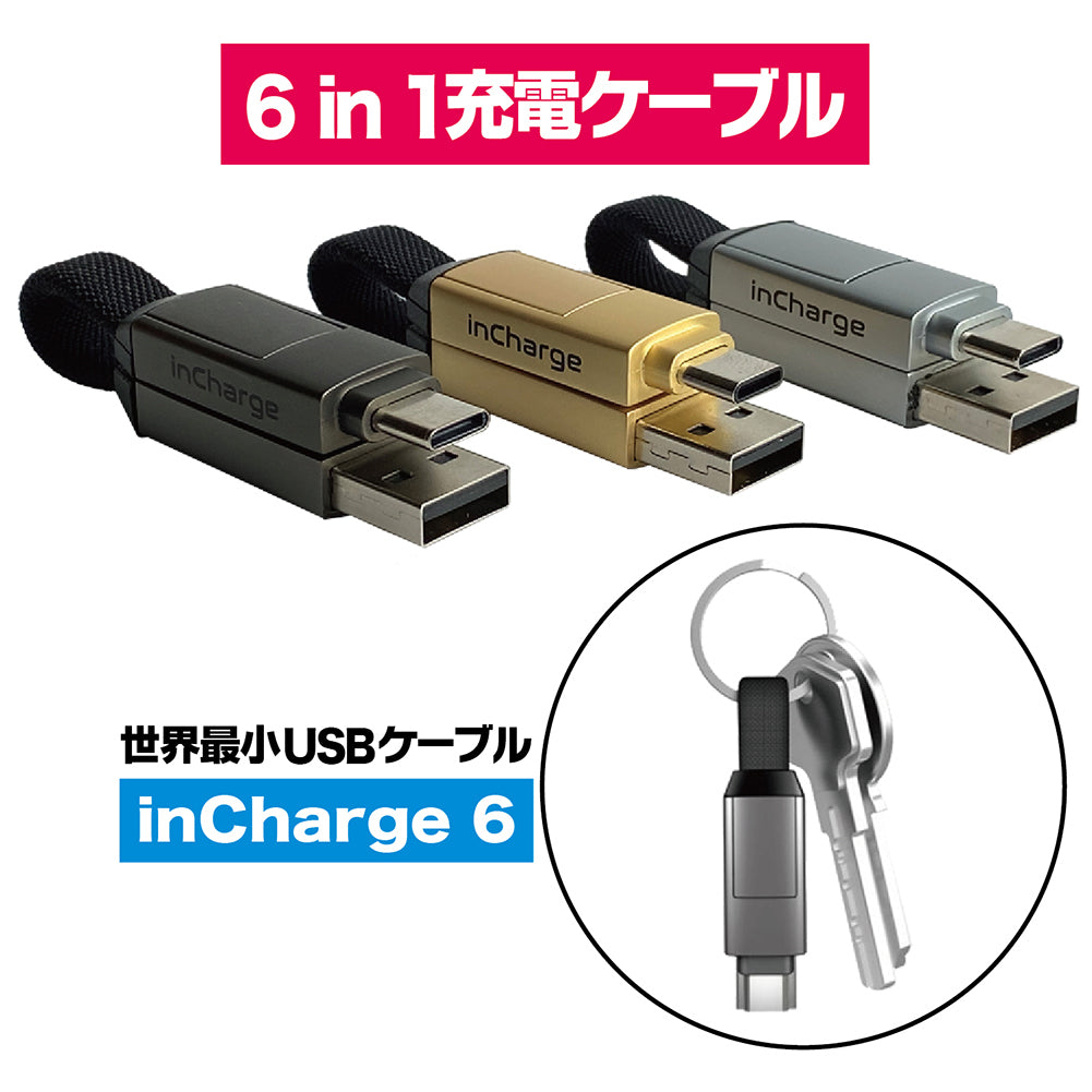 2×3=6 あらゆるポートに対応したミニマルケーブル : inCharge6